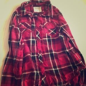 Long Sleeve Red Plaid Flannel Shirt